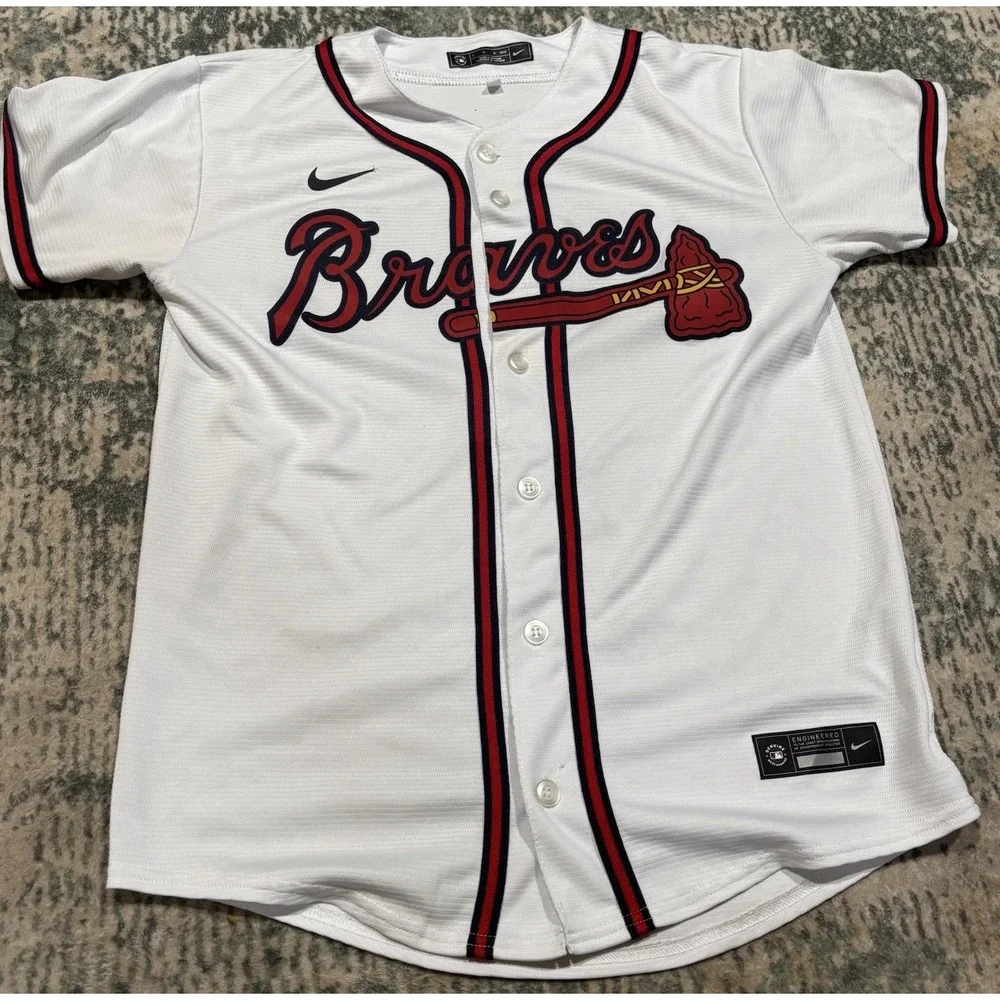 Nike Atlanta Braves Ronald Acuna Jr #13 Home Jersey Youth Large 14/16 White